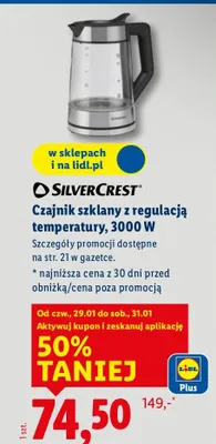 Czajnik szklany z regulacją temperatury 3000 W promocja w Lidl