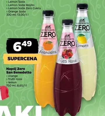Napój Zero orange, frutti rossi, lemon promocja w Netto
