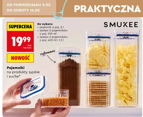 Pojemniki na produkty sypkie i suche, różne rodzaje promocja w Biedronka