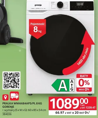 Pralka GORENJE WNH8I4APS/PL 8 KG promocja w Selgros