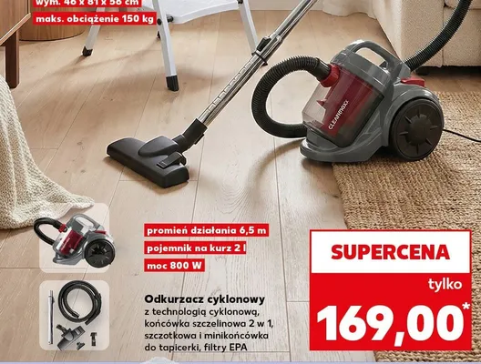 Odkurzacz cyklonowy z technologią cyklonową, końcówka szczelna 2 w 1, szczotka i minikońcówka do tapicerki, filtry EPA Kaufland promocja w Kaufland