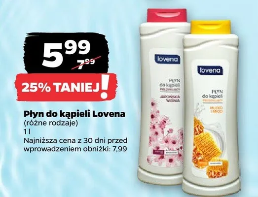 Płyn do kąpieli (różne rodzaje) Lovena promocja w Netto