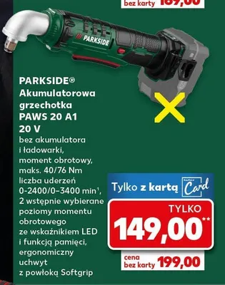 Grzechotka akumulatorowa PAWS 20 A1 20 V Parkside promocja w Kaufland