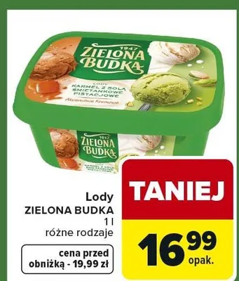 Lody ZIELONA BUDKA 1l różne rodzaje promocja