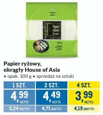 Papier ryżowy, okrągły House of Asia promocja w Makro