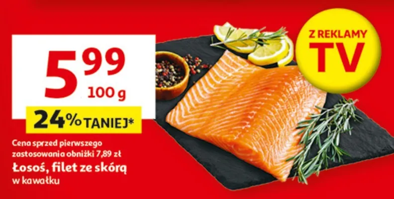 Łosoś filet ze skórą w kawałku promocja w Auchan