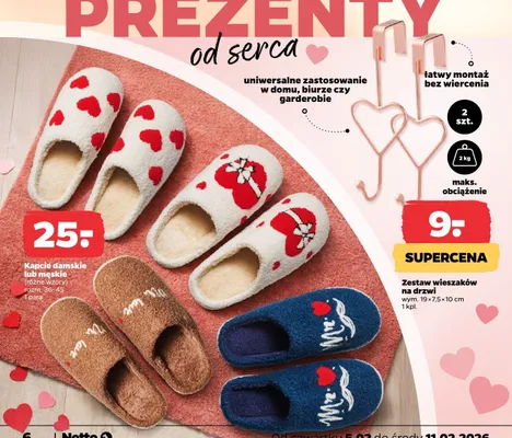 Kapcie damskie lub męskie (różne wzory) promocja w Netto
