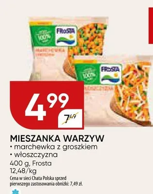 Mieszanka warzyw marchewka z groszkiem, włoszczyzna Frosta promocja w Chata Polska