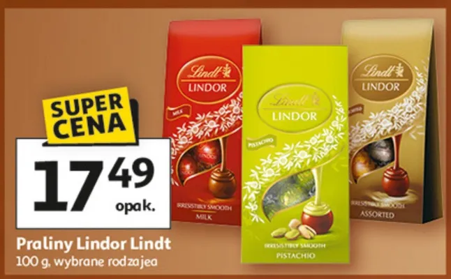 Praliny Lindor Lindt, różne rodzaje promocja w Auchan