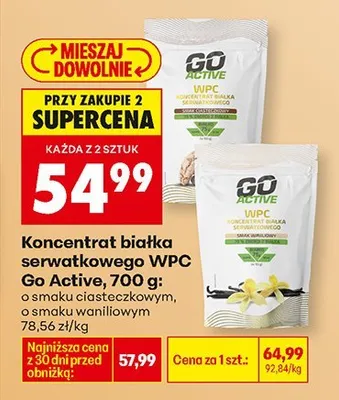 Koncentrat białka serwatkowego WPC, 700 g: o smaku waniliowym Go Active promocja w Biedronka