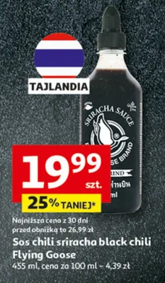 Sos chili sriracha black chili Flying Goose promocja w Auchan