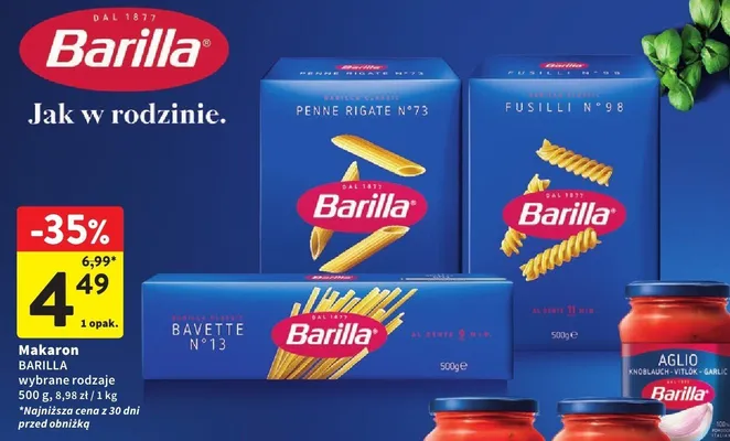 Makaron BARILLA wybrane rodzaje promocja w Intermarche