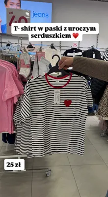 T-shirt damski w paski z sercem promocja w Pepco