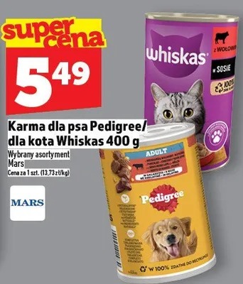 Karma dla psa Pedigree/dla kota Whiskas 400g promocja w TOPAZ