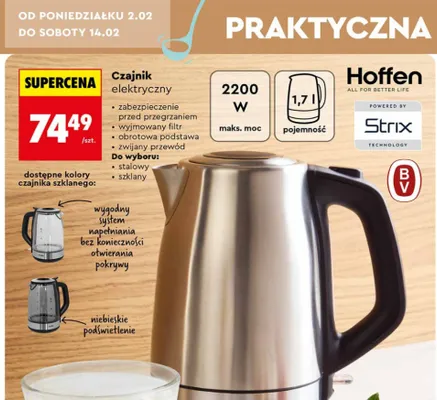 Czajnik elektryczny 1,7 l promocja w Biedronka
