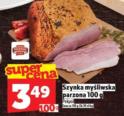 Szynka myśliwska parzona Pekpol 100 g promocja w TOPAZ