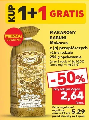 Makaron z jaj przepiórczych różne rodzaje Makarony Babuni promocja w Kaufland