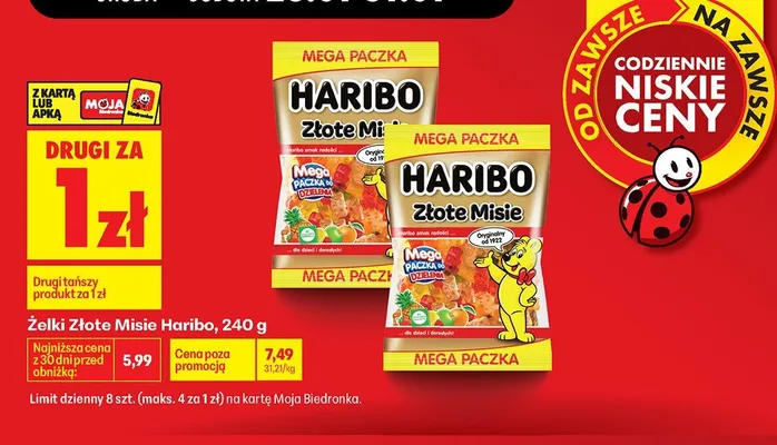 Żelki Złote Misie 240g promocja w Biedronka