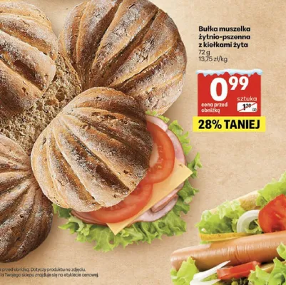 Bułka muszelka żytnio-pszenna promocja w Delikatesy Centrum