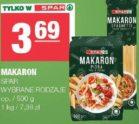 Makaron Spar wybrane rodzaje promocja w SPAR