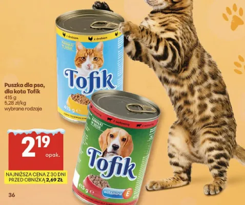 Puszka dla psa, dla kota Tofik promocja w Delikatesy Centrum