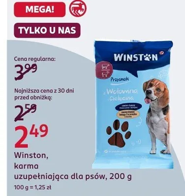 Karma uzupełniająca dla psów, 200 g Winston promocja w Rossmann