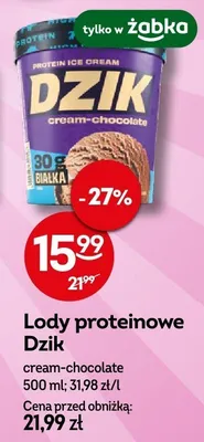 Lody proteinowe Dzik cream-chocolate promocja w Żabka
