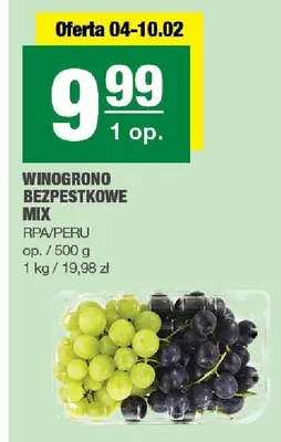 Winogrono bezpestkowe mix RPA/Peru promocja w SPAR