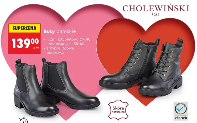 Buty damskie CHOLEWIŃSKI - skóra naturalna promocja w Biedronka