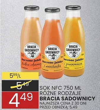 Sok Bracia Sadownicy NFC różne rodzaje 750 ml promocja w Wafelek