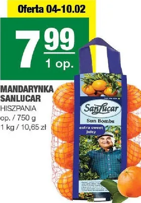 Mandarynka Sanlucar Hiszpania promocja w SPAR