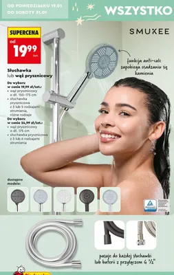Słuchawka prysznicowa SMUKEE promocja w Biedronka
