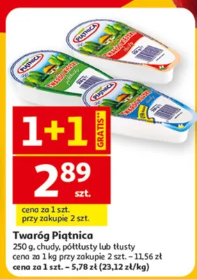 Twaróg Piątnica 250g, chłudy, półtłusty lub tłusty promocja w Auchan