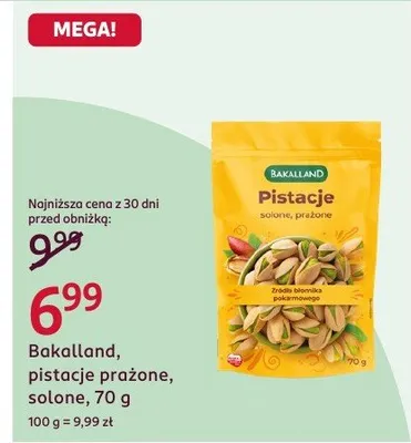 Pistacje prażone solone 70 g promocja w Rossmann