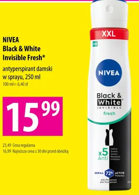 Antyperspirant damski w sprayu Black & White Invisible Fresh NIVEA promocja w Hebe