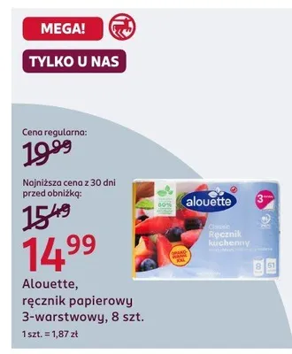 Ręcznik papierowy, 3-warstwowy, 8 szt. Alouette promocja w Rossmann