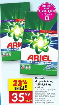 Proszek do prania Ariel, 1,65-1,98 kg promocja w Twój Market