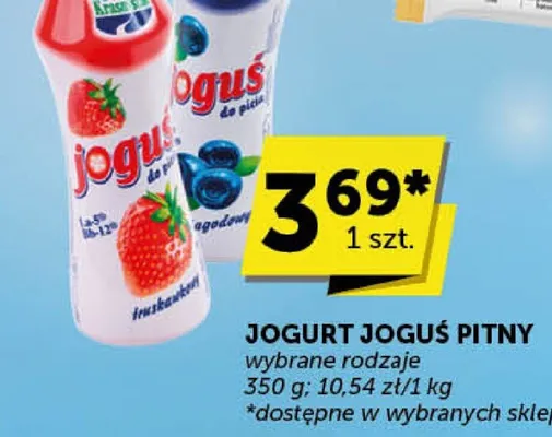 Jogurt Joguś Pitny wybrane rodzaje 350 g 10.54 zł/kg promocja w Euro Sklep