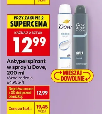 Antyperspirant w spray'u  200 ml Dove promocja w Biedronka