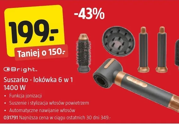 Suszarko - lokówka 6 w 1 1400 W Bright promocja w Jula