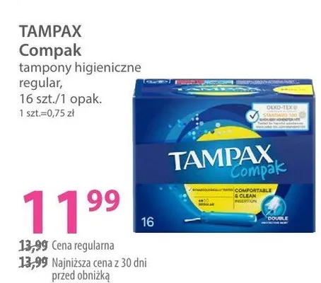 Tampony higieniczne Compak regular Tampax promocja w Hebe