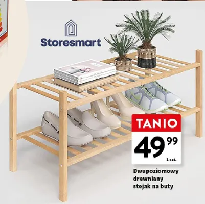 Stojak na buty dwupoziomowy drewniany Storesmart promocja w Intermarche