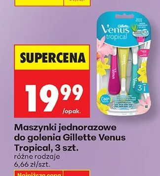Maszynki jednorazowe do golenia Venus Tropical, 3 szt., różne rodzaje promocja w Biedronka