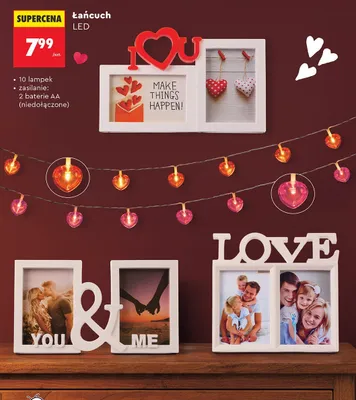 Łańcuch LED 10 lampek zasilanie 2 baterie AA promocja w Biedronka