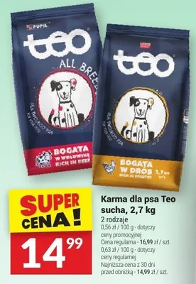Karma dla psa Teo sucha, 2,7 kg promocja w Twój Market