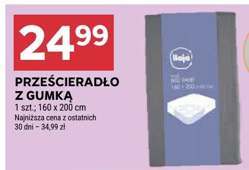 Prześcieradło z gumką 220 x 200 cm promocja w Stokrotka