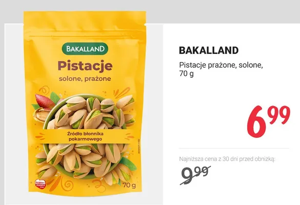 Pistacje prażone, solone 70 g promocja w Rossmann