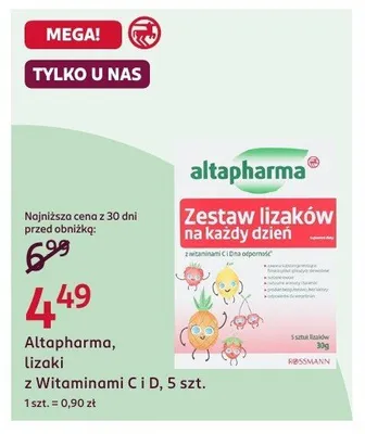 Lizaki z Witaminami C i D 5 szt. Altapharma promocja w Rossmann