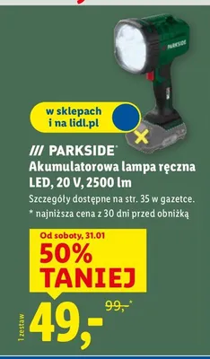 Lampa ręczna akumulatorowa LED 20 V, 2500 lm promocja w Lidl