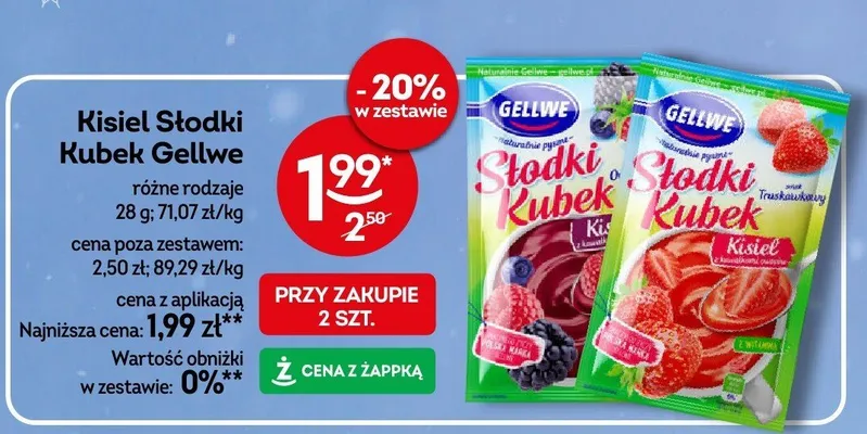 Kisiel Słodki Kubek Gellwe różne rodzaje promocja w Żabka